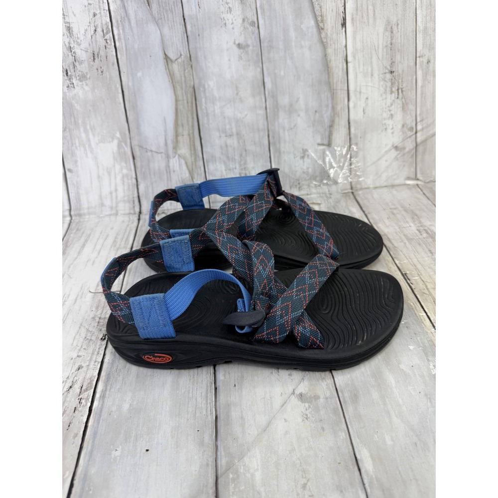 Chaco Z Cloud Sandals Womens 7 Blue Orange Geometric Strappy Sport Hiking Shoes